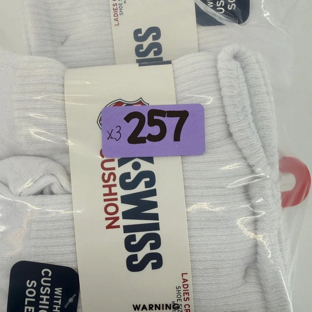 K Swiss Womens 6 Pairs Crew Socks Cushion Sole Y‎ Heel K Nit White Sz 4-10